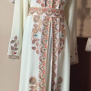 Embroidered Cream Dress